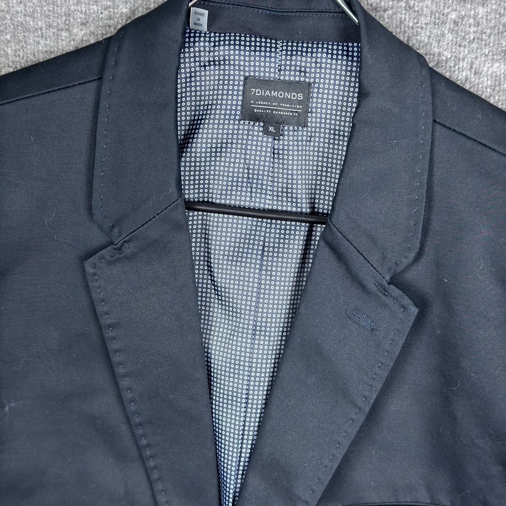 7 Diamonds Blazer Mens XL Blue Cotton Blend Giovan Battista Sport Coat Jacket